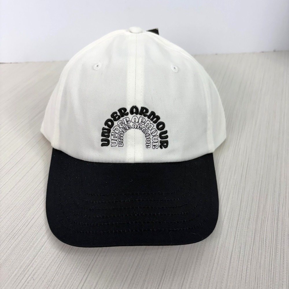 Under Armour Hat Cap Strap Back Womens One Size White Black UA Free Fit NEW